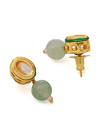 Ruby Raang Green Aventurine & Kundan Necklace with Studs