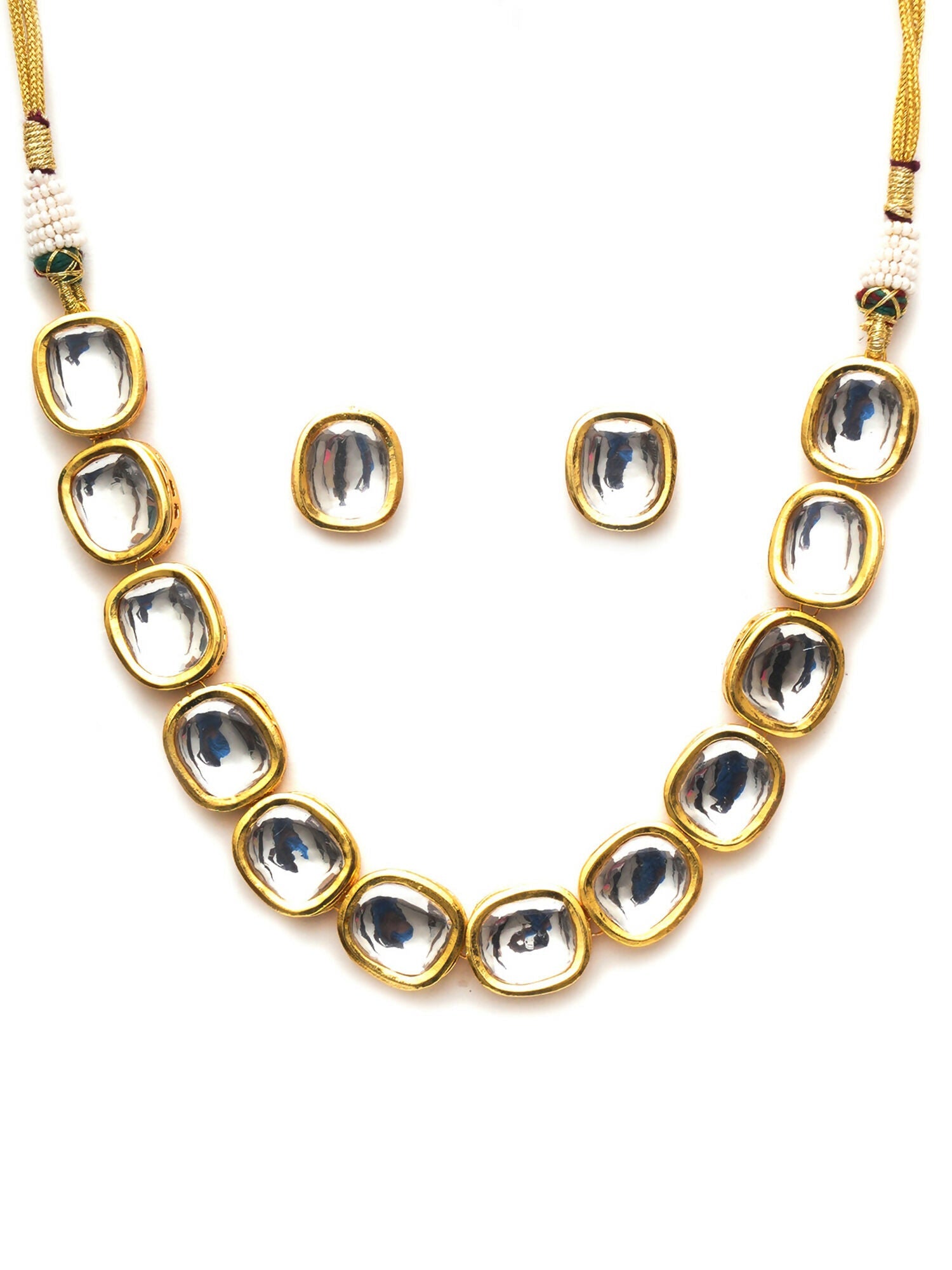 Kundan Choker with Studs Jewellery Set (Gold) - Ruby Raang