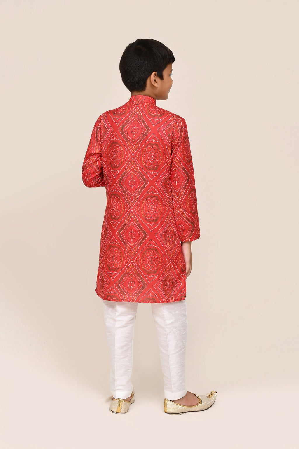 Joban Fashion Cotton Red Kurta With Straight Fit Pant