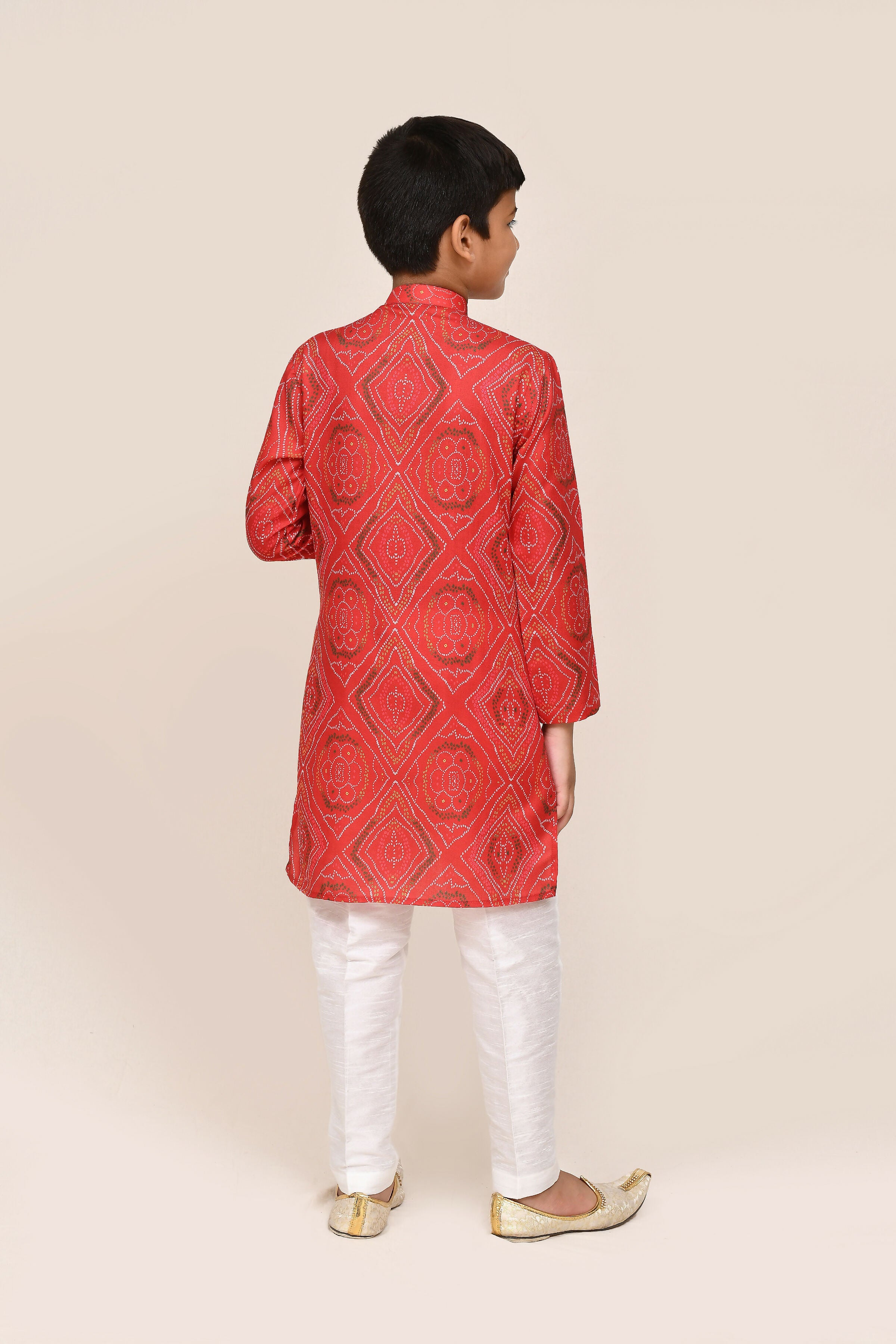 Joban Fashion Cotton Red Kurta With Straight Fit Pant