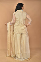 Morchari Women And Hand Embroidery Palazzo Set-Beige
