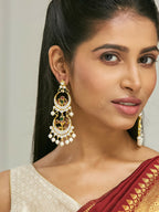 Nuyug 22K Gold-Plated Kundan Studded & Pearl Beaded Layered Chandbalis - Distacart