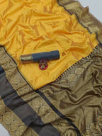 DEIANA'S Beautiful Designer Golden zari Soft Lichi Silk Saree - Yellow