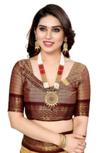 Vamika Weaving Cream Cotton Silk Saree - Distacart