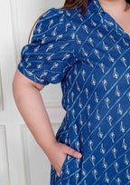 Miravan Plus Size Womens Floral Print Collar-Neck Puff Sleeves A-Line Maxi Dress - Distacart