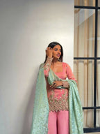 Teeya Creation Pink Color Heavy Shimmer Silk Embroidery Work Party Wear Suit - Distacart
