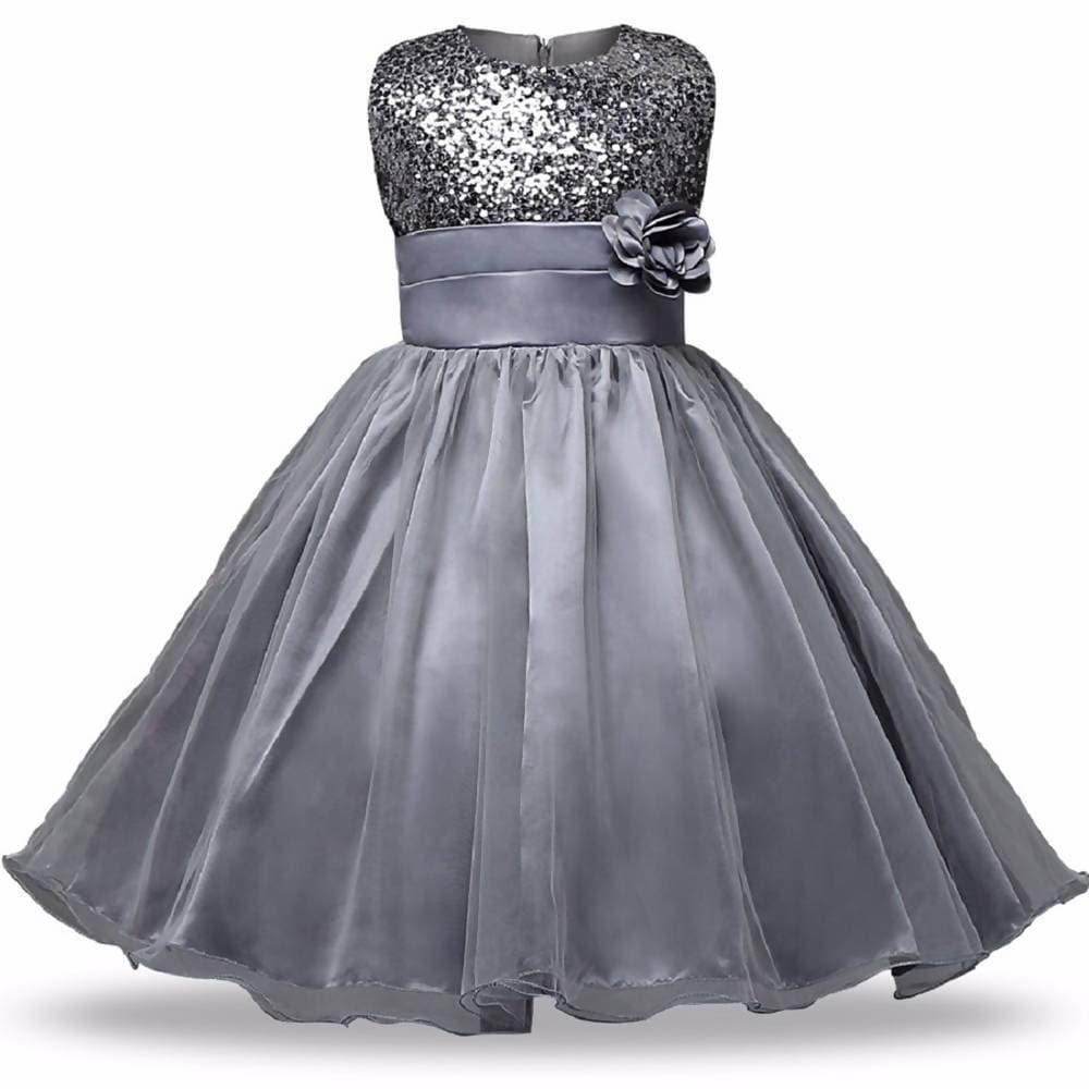Asmaani Baby Girl Grey Color Satin A-Line Maxi Full Length Dress (AS-DRESS-22049)