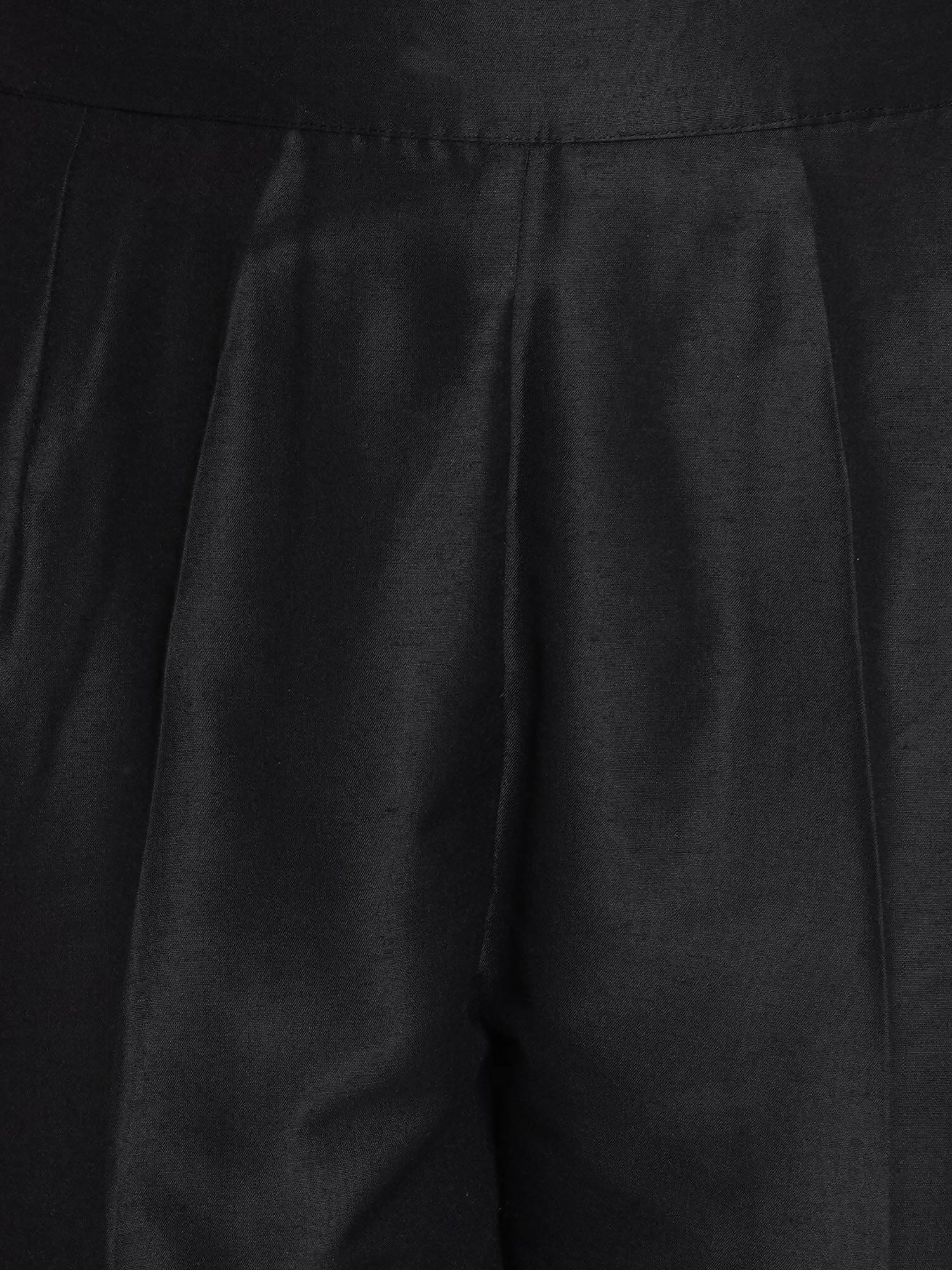 Women Republic Black Cotton Blended Set with Attached Drape - Distacart