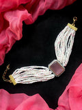 Joban Fashion Onion Pink Brass Ad With Monalisa Stone Beaded Bracelet - Distacart