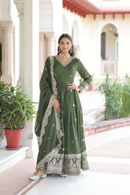 Joban Fashion Green Readymade Kurta Set With Sequence embroidery Work - Distacart
