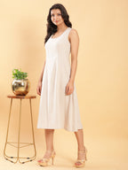BohoJazz Vegetable Dye Handblock Jacket with Beige Linen Dress - Distacart