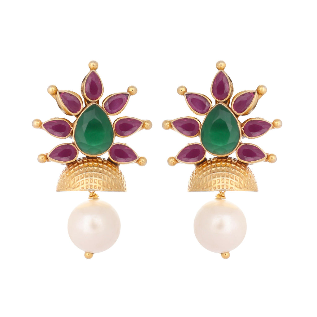 Nuyug 22K Gold-Plated Pearl Drop Floral Shaped Stud Earrings - Distacart