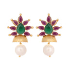 Nuyug 22K Gold-Plated Pearl Drop Floral Shaped Stud Earrings - Distacart