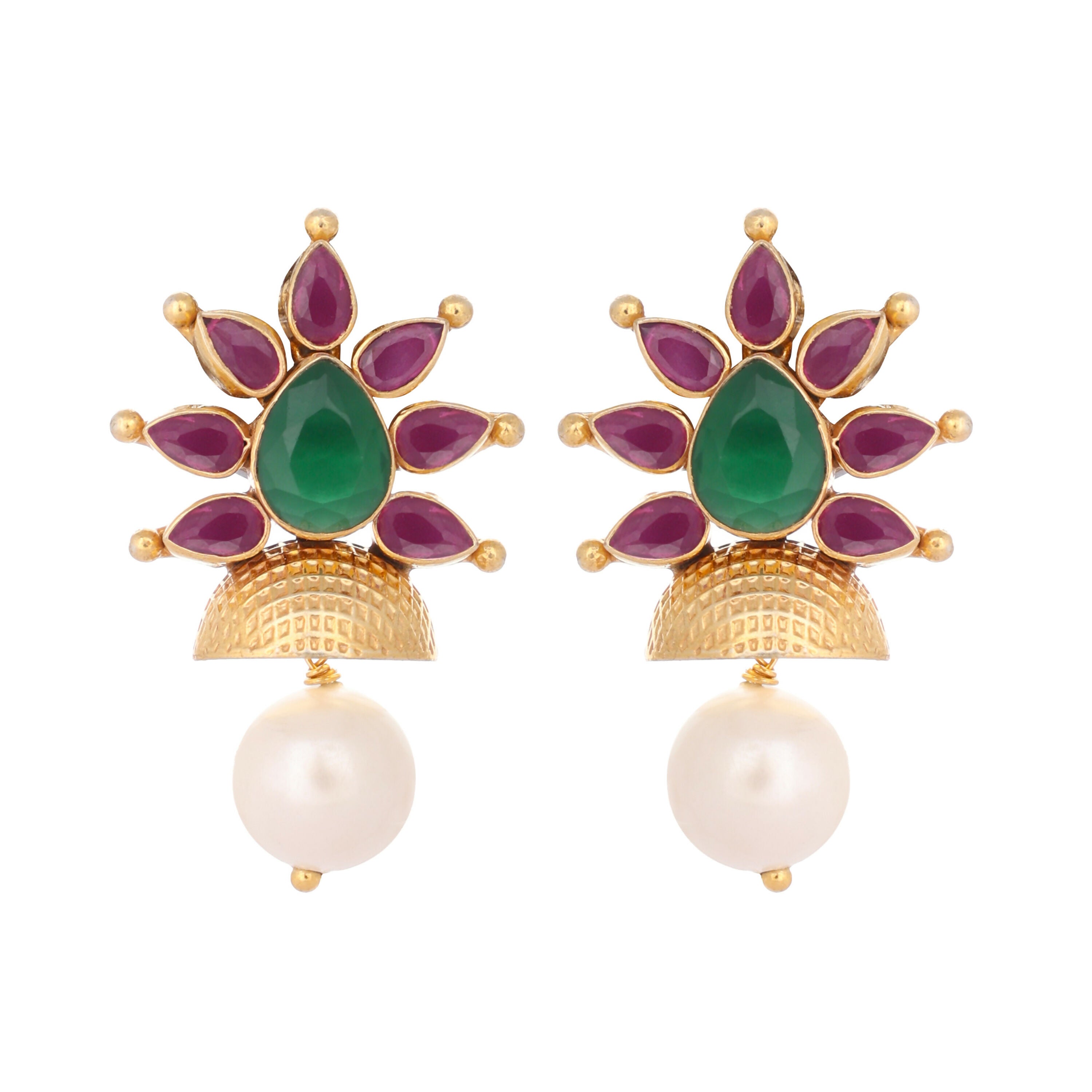 Nuyug 22K Gold-Plated Pearl Drop Floral Shaped Stud Earrings - Distacart