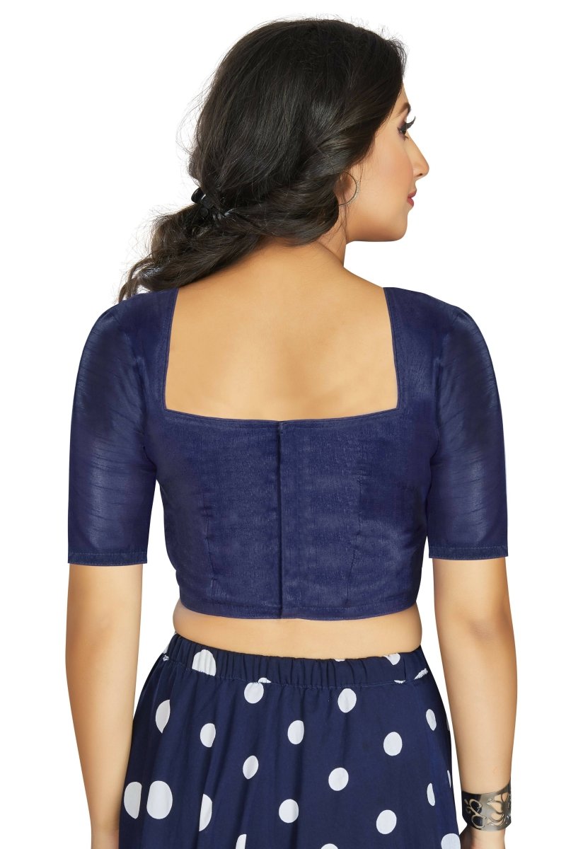 Aastha Fashion Women's Navy Blue Art Silk Designer Traditional Readymade Blouse