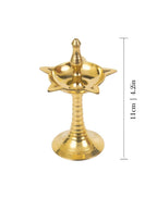 Spillbox Gold Toned Brass Textured Small Kuthu Vilakku Diya