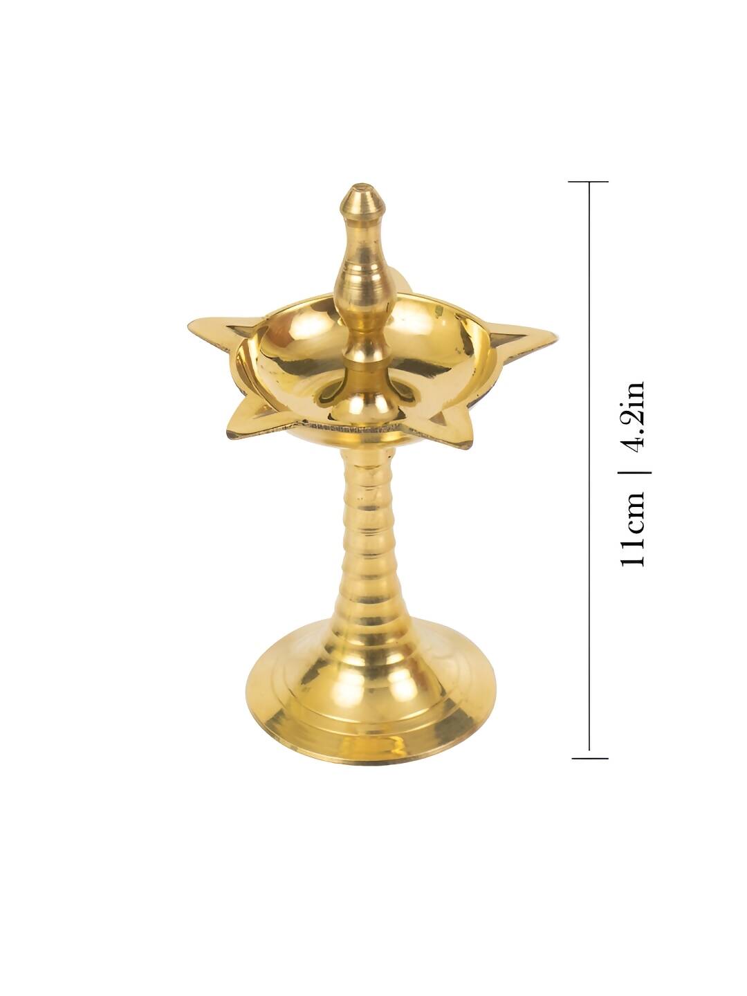 Spillbox Gold Toned Brass Textured Small Kuthu Vilakku Diya