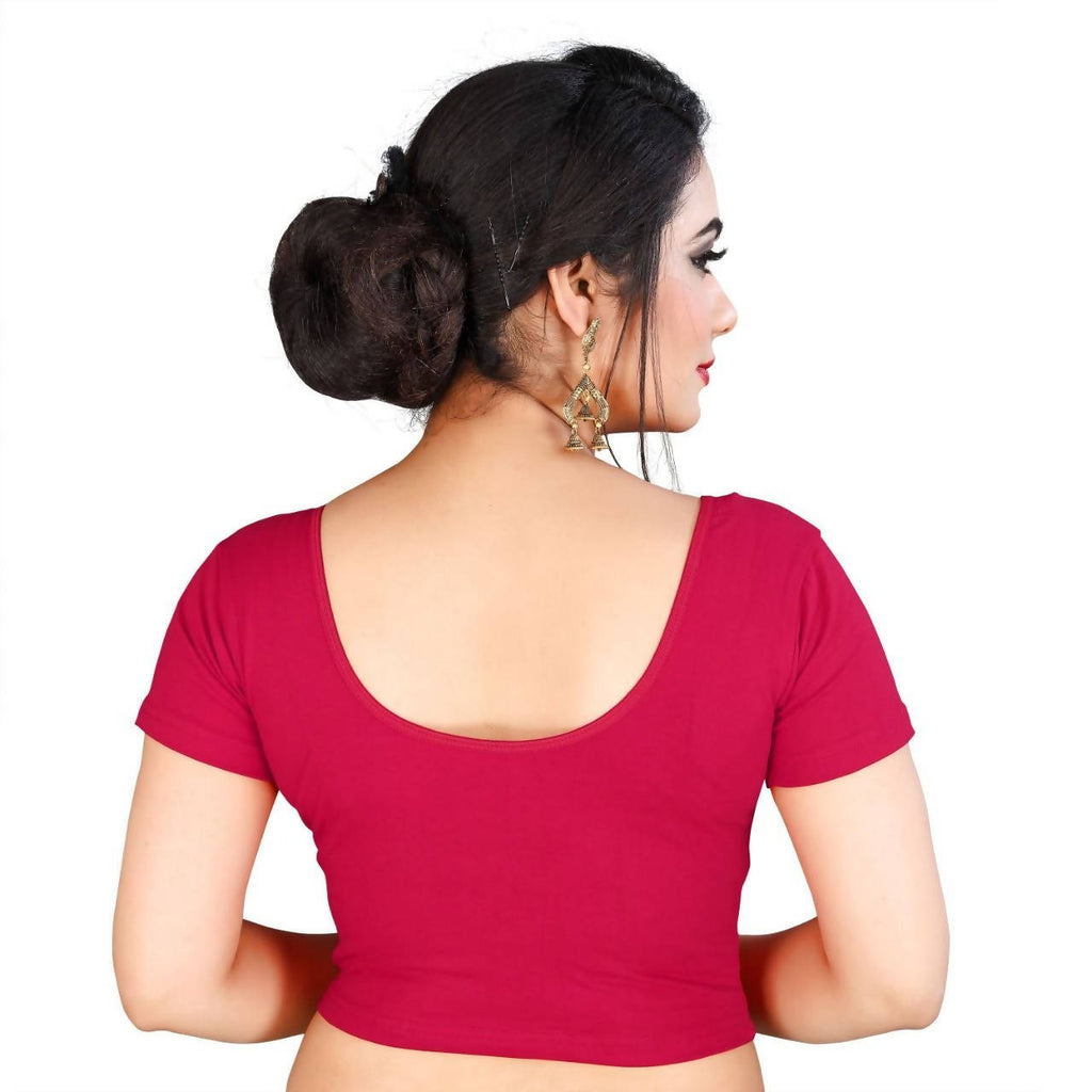 Vamika Pink Lycra Plain Blouse - Distacart