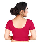 Vamika Pink Lycra Plain Blouse - Distacart