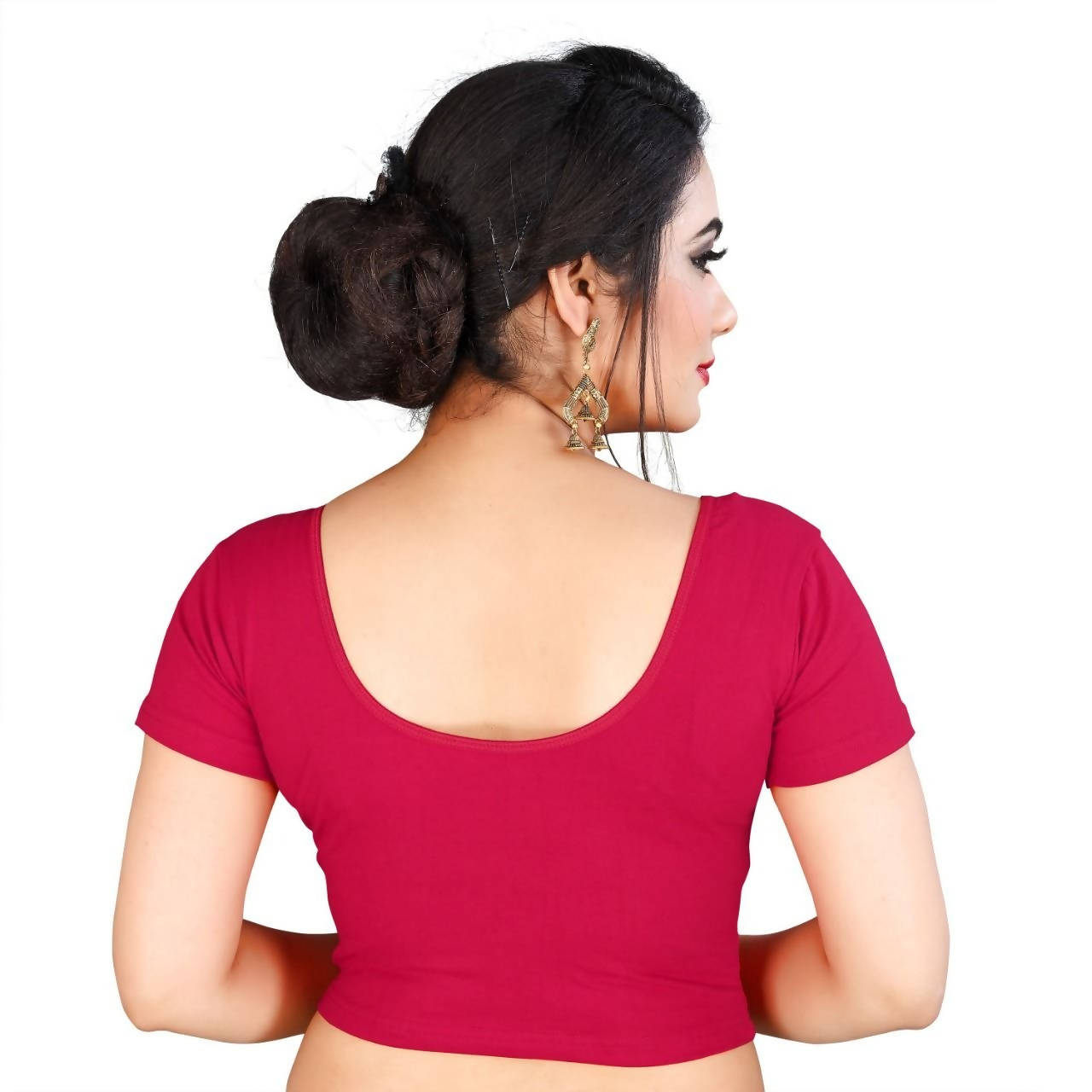 Vamika Pink Lycra Plain Blouse - Distacart