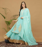 Joban Fashion Turquoise Georgette Lehenga Set