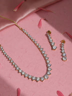 Diamond Neckpiece with Dangler Diamond Earrings- Ruby Raang