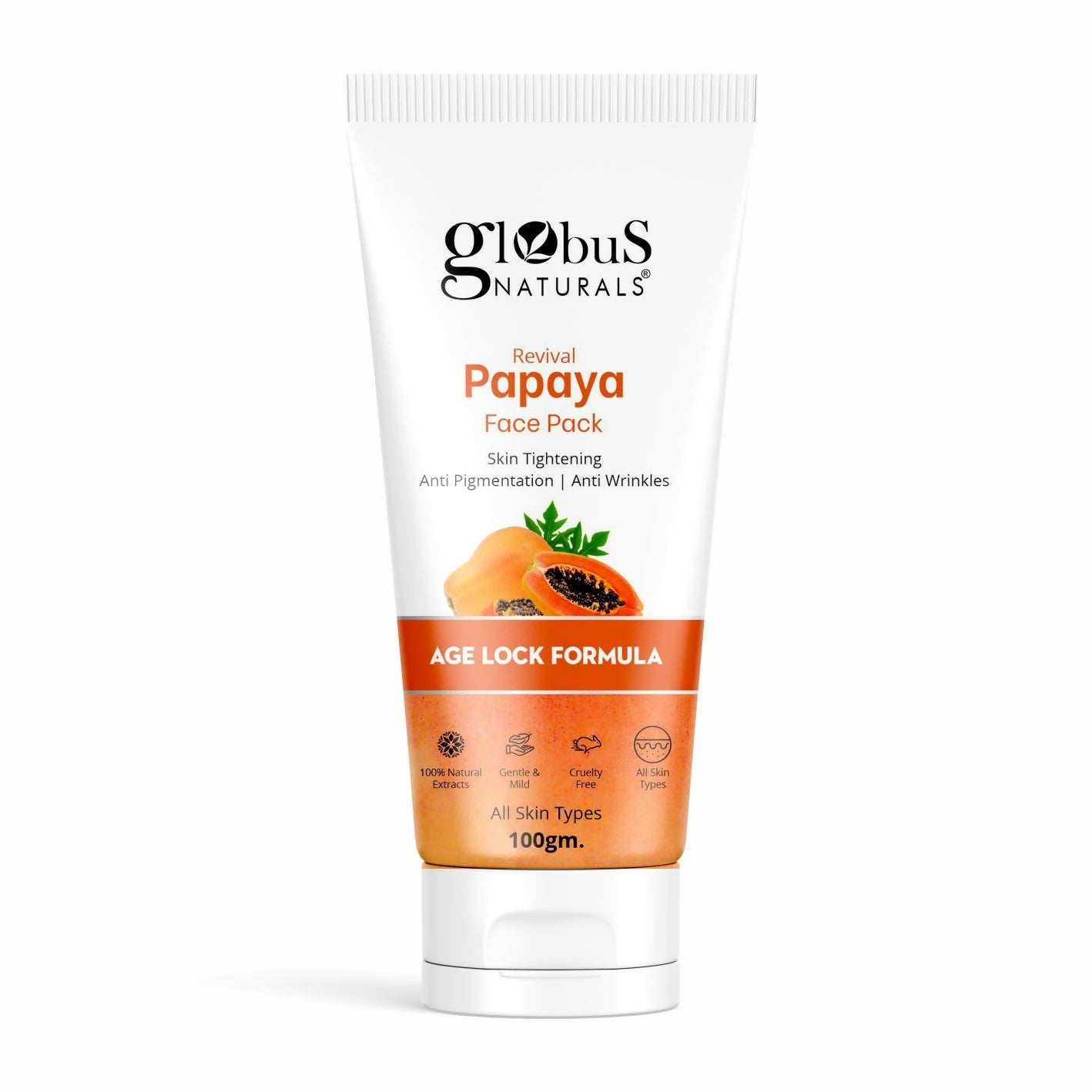 Globus Naturals Papaya Face Pack, For Tan Removal, Age Lock Formula