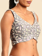 House of Panchhi Grey Organza Sequins & Zarkan embroidery Lehenga choli & Dupatta