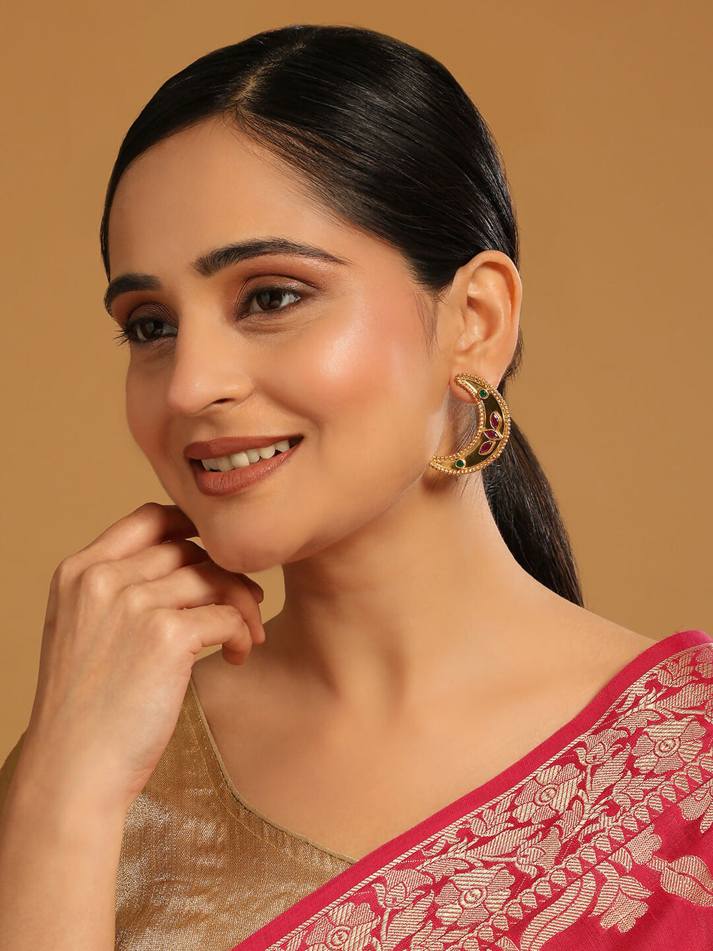 Nuyug 22K Gold Plated Pink Lunar Earrings - Distacart