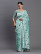 Shree Shyam Fashion Linen Cotton Sea Green Saree - Distacart