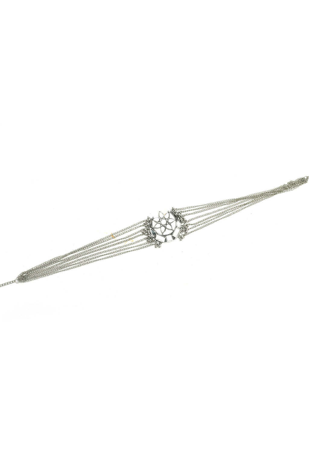 Mominos Fashion Johar Kamal Silver-Plated Brass Finish Mirror Work Choker For Women - Distacart
