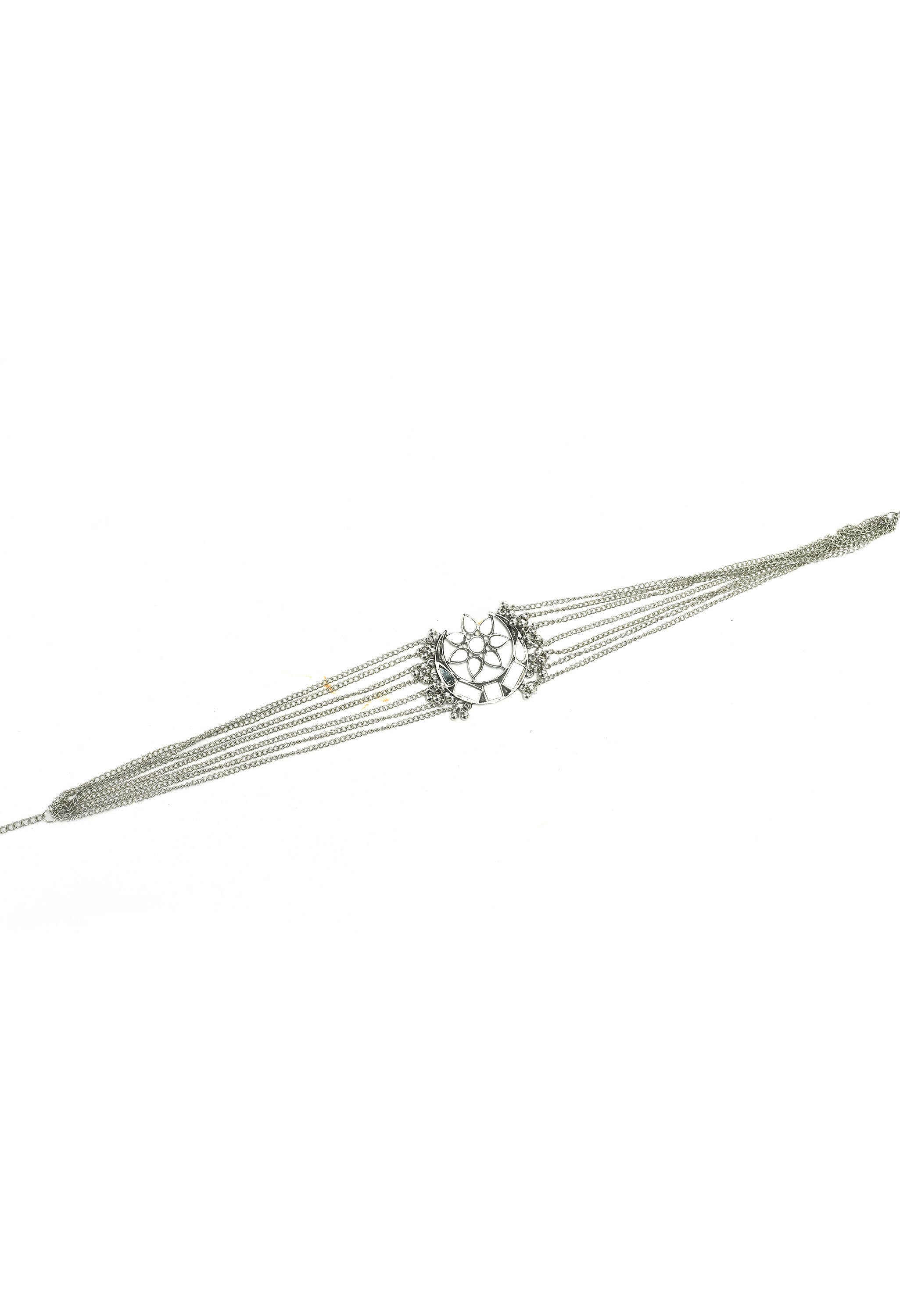 Mominos Fashion Johar Kamal Silver-Plated Brass Finish Mirror Work Choker For Women - Distacart