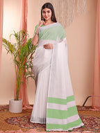 Shree Shyam Fashion The White Loom White Linen Cotton Saree