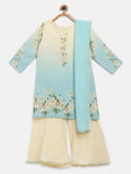 Ahalyaa Multi Crepe Printed Kids Kurta Sharara Sets With Dupatta For Girls