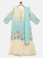Ahalyaa Multi Crepe Printed Kids Kurta Sharara Sets With Dupatta For Girls