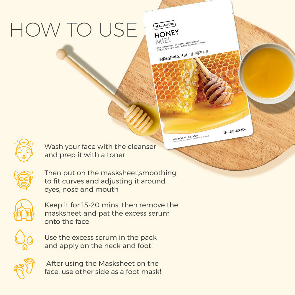 The Face Shop Real Nature Honey Miel Face Mask - Distacart