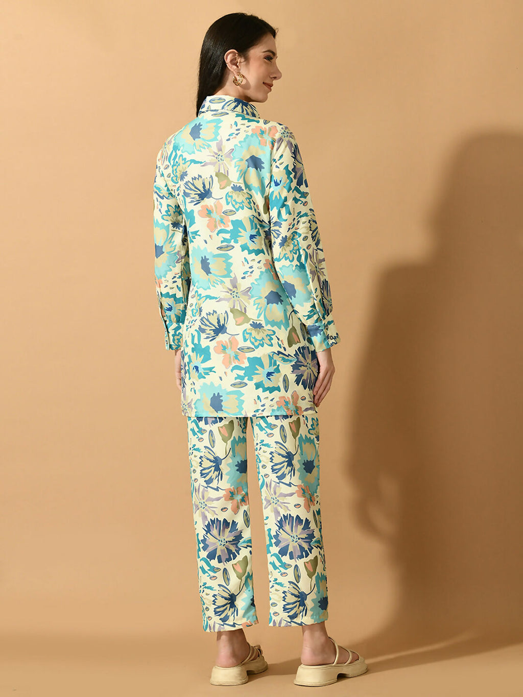 Myshka Women's Multi Printed Shirt With Trousers