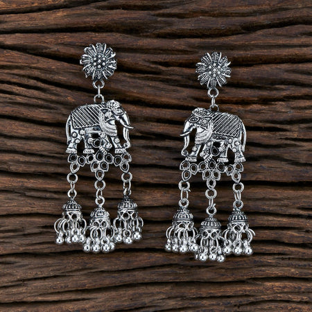 Joban Fashion Women Silver Black Oxidised Earrings