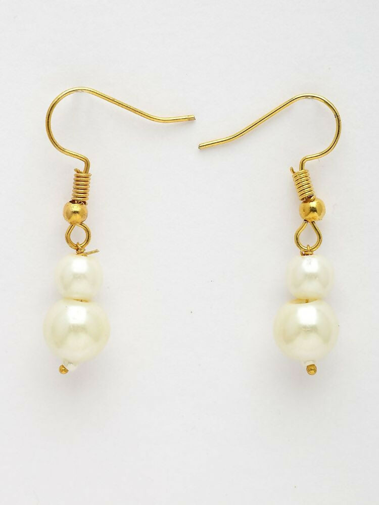 NVR Women Gold Plated White Pearl Necklace With Earrings - Distacart