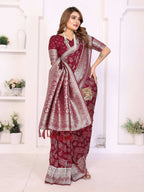 Aastha Fashion Maroon Georgette Silk Leheriya With Elegant Zari Weaving Saree - Distacart