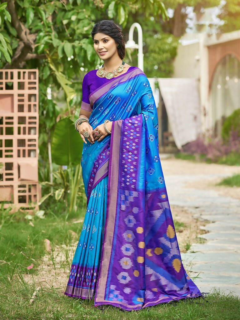 Shree Shyam Fashion Blue Soft Silk Saree - Distacart