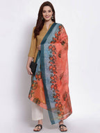 Myshka Women's Traditional Multi Cotton Silk Printed Casual Dupatta