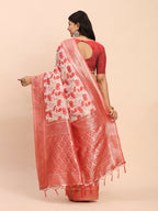 Shree Shyam Fashion Linen Cotton Red Saree - Distacart