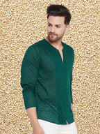Even Apparels Men's Pure Cotton Green Kurta