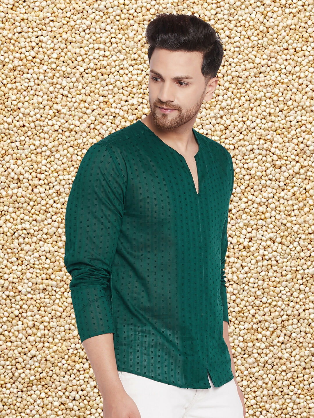 Even Apparels Men's Pure Cotton Green Kurta