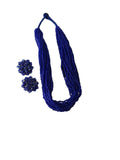 Inhanns Vibrant Handmade 20 Layers Beaded Necklace With Matching Earrings - Blue