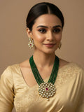NVR Women Gold Plated Green Kundan Jewellery Set - Distacart