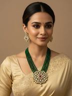 NVR Women Gold Plated Green Kundan Jewellery Set - Distacart