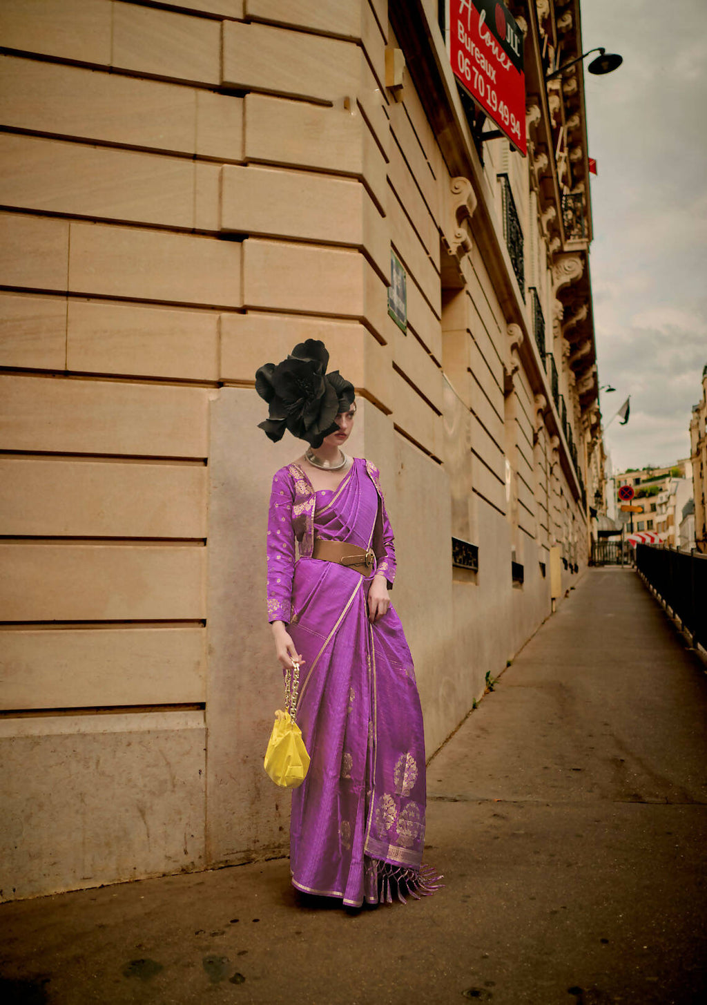 Viola Purple Weavead Thread & Zari Work, Handloom Weaving Banarasi Satin Silk Saree - Rajtex Kronicle Silk
