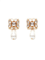 Kundan Studs with Pearl Drop (Gold) - Ruby Raang - Distacart